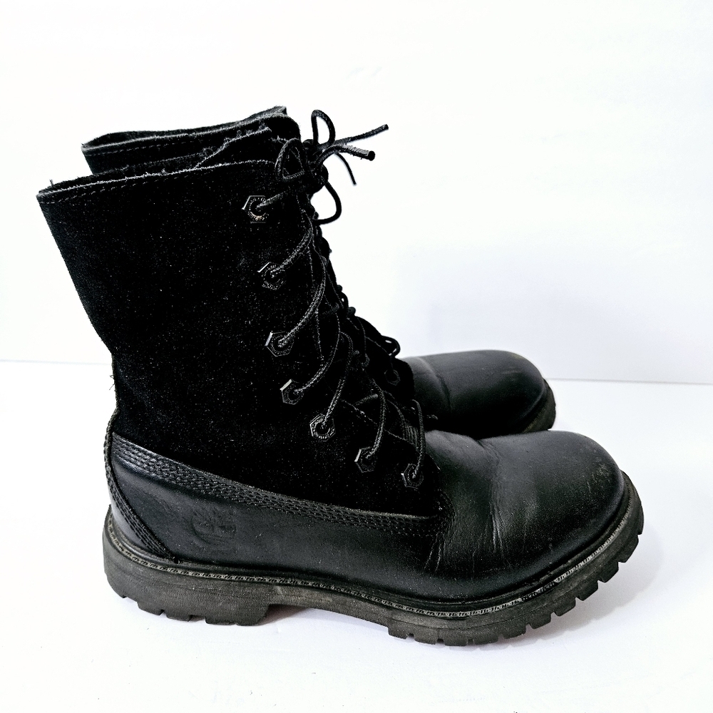 Timberland Waterproof Roll Over Teddy Boots Size 6M Lace Up Leather